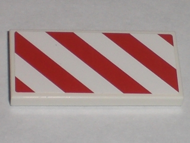Tile 2 x 4 with Red and White Danger Stripes Pattern Right (Sticker) - Set 7593