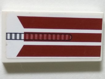 Tile 2 x 4 with Triple Dark Red Stripes Pattern (Sticker) - Set 8085