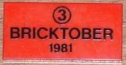 Tile 2 x 4 with Black Number 3 in Circle and 'BRICKTOBER 1981' Pattern