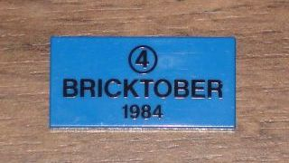 Tile 2 x 4 with Black Number 4 in Circle and 'BRICKTOBER 1984' Pattern