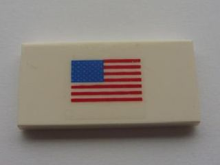 Tile 2 x 4 with United States of America (USA) Flag Small Pattern (Sticker) - Sets 10213 / 10231