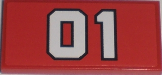 Tile 2 x 4 with White '01' Pattern (Sticker) - Set 7208