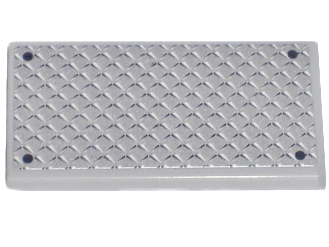 Tile 2 x 4 with Silver Tread Plate and 4 Rivets Pattern (Sticker) - Sets 4644 / 7208