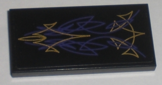 Tile 2 x 4 with Purple and Gold Geometric Lines Pattern (Sticker) - Set 5984