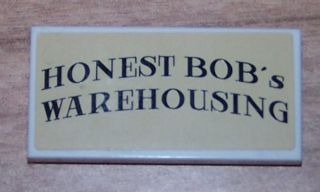 Tile 2 x 4 with 'HONEST BOB's WAREHOUSING' on Tan Background Pattern (Sticker) - Set 8199