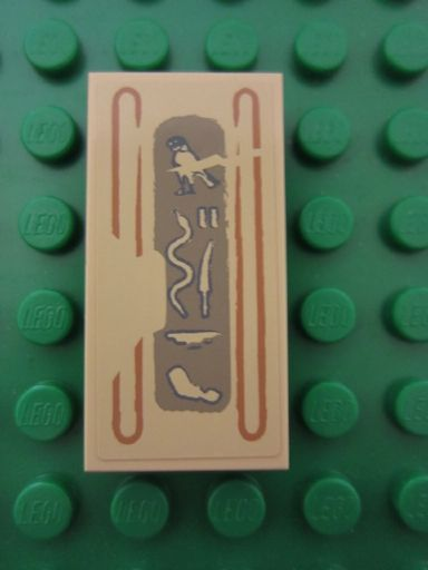 Tile 2 x 4 with Hieroglyphs, Bird on Top Pattern (Sticker) - Set 7326