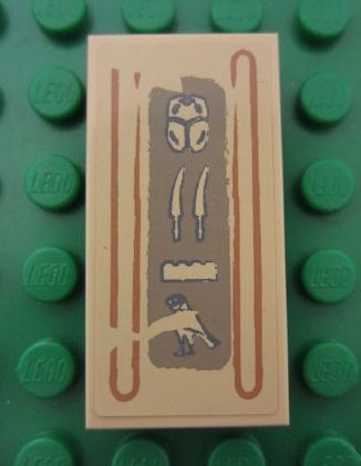 Tile 2 x 4 with Hieroglyphs, Scarab Beetle on Top Pattern (Sticker) - Set 7326