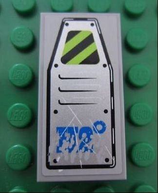 Tile 2 x 4 with Vent Panel Scratched with Danger Stripes and Blue 'H2' degrees Pattern (Sticker) - Set 8189