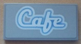 Tile 2 x 4 with White 'Cafe' Script Pattern (Sticker) - Set 8487