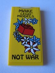 Tile 2 x 4 with Flowers, Brick, 'MAKE LEGO MODELS' and 'NOT WAR' Pattern (Sticker) - Set 10220