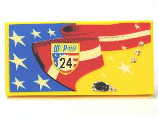 Tile 2 x 4 with Stars and Stripes, 'WGP 24' Pattern Model Left Side