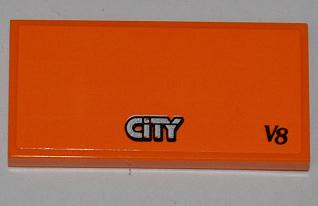Tile 2 x 4 with 'CITY' and 'V8' Pattern (Sticker) - Set 4434