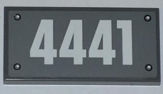 Tile 2 x 4 with White '4441' Pattern (Sticker) - Set 4441