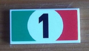 Tile 2 x 4 with '1' in Italian Flag Pattern (Sticker) - Set 8679