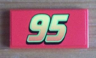 Tile 2 x 4 with '95' Large Font Pattern (Sticker) - Set 8679