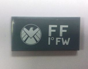 Tile 2 x 4 with Avengers Logo and 'FF 1° FW' Pattern Model Left Side (Sticker) - Set 6869