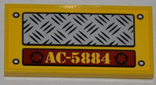 Tile 2 x 4 with 'AC-5884', Silver Rivets and Tread Plate Pattern (Sticker) - Set 5884