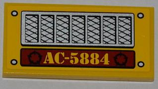 Tile 2 x 4 with 'AC-5884', Silver Rivets and Grille Pattern (Sticker) - Set 5884