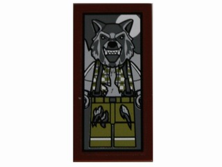 Tile 2 x 4 with Werewolf Portrait Pattern (Sticker) - Set 10228