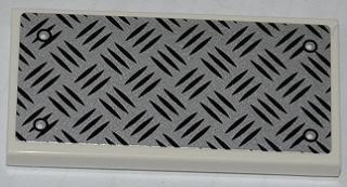 Tile 2 x 4 with Tread Plate and 4 Silver and White Rivets Pattern (Sticker) - Sets 4205 / 4430 / 60004
