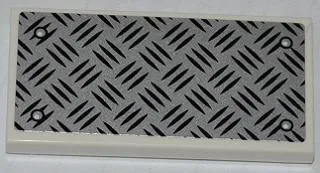 Tile 2 x 4 with Tread Plate and 4 Silver and White Rivets Pattern (Sticker) - Sets 4205 / 4430 / 60004