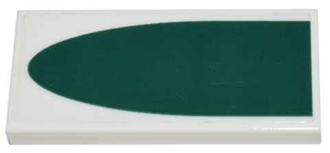 Tile 2 x 4 with Dark Green Half Oval Pattern (Sticker) - Set 8088