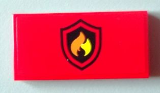 Tile 2 x 4 with Black and Yellow Fire Logo Badge Pattern (Sticker) - Set 60004