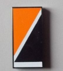 Tile 2 x 4 with Orange Triangle at Upper Left of Diagonal White Line Pattern