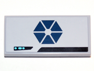 Tile 2 x 4 with Fragmented Dark Blue Hexagon and Small Control Panel Pattern Model Right (Sticker) - Set 75013