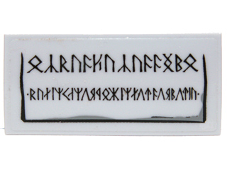 Tile 2 x 4 with Small Dwarvish Runes Logogram (Uzbad Khazad-dûmu) Pattern (Sticker) - Set 9473