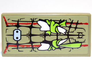 Tile 2 x 4 with Scales, White Teeth and Red Markings Pattern (Sticker) - Set 70006