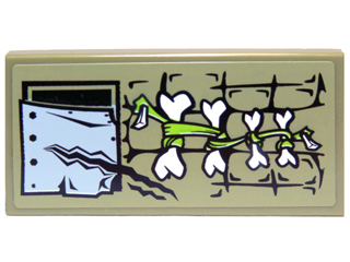 Tile 2 x 4 with Scales, Metal Patch and White Bones Pattern (Sticker) - Set 70006