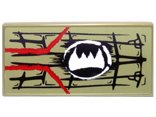 Tile 2 x 4 with Scales, White Fangs Symbol and Red Markings Pattern Model Left Side (Sticker) - Set 70006
