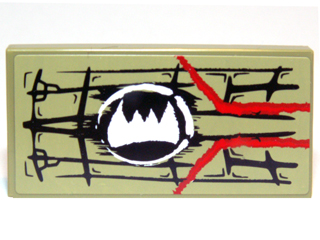 Tile 2 x 4 with Scales, White Fangs Symbol and Red Markings Pattern Model Right Side (Sticker) - Set 70006