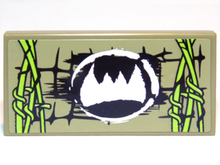 Tile 2 x 4 with Scales, White Fangs Symbol and Lime Vines Pattern Model Left Side (Sticker) - Set 70006