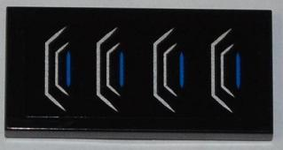 Tile 2 x 4 with 4 Silver and Blue Air Vents Pattern (Sticker) - Set 76001