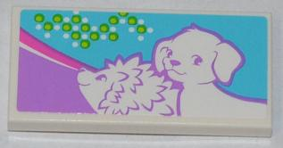 Tile 2 x 4 with Hedgehog and Dog Pattern (Sticker) - Set 3188