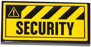 Tile 2 x 4 with Danger Stripes and 'SECURITY' Pattern (Sticker) - Set 4207