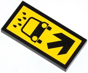 Tile 2 x 4 with Water Drops, Car and Black Arrow Pattern (Sticker) - Set 4207