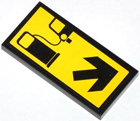 Tile 2 x 4 with Gas/Fuel Pump, Car and Black Arrow Pattern (Sticker) - Set 4207