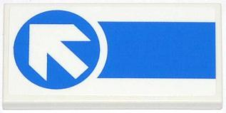 Tile 2 x 4 with Thick Blue Stripe and White Arrow in Blue Circle Pattern (Sticker) - Set 4207