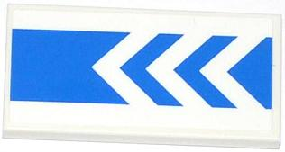 Tile 2 x 4 with 3 White Arrows on Thick Blue Stripe Pattern (Sticker) - Set 4207