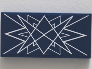 Tile 2 x 4 with White Symmetrical Lines on Transparent Background Pattern (Sticker) - Set 10237