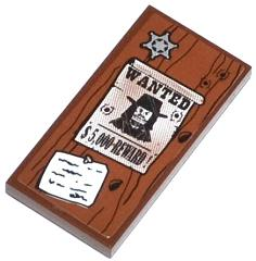 Tile 2 x 4 with Wood Grain, Sheriff Badge, Wanted Poster and Note Pattern (Sticker) - Set 79109