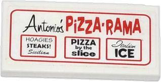 Tile 2 x 4 with 'Antonio's PIZZA-RAMA' Advertising Pattern (Sticker) - Set 79104