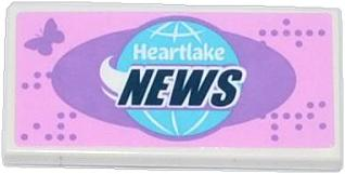 Tile 2 x 4 with Butterfly and Globe with 'Heartlake NEWS' Pattern (Sticker) - Set 41056