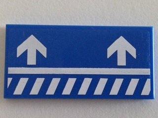 Tile 2 x 4 with White Danger Stripes and Short Arrows Pattern Model Right (Sticker) - Set 70816