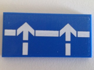 Tile 2 x 4 with White Broken Line and Arrows Pattern (Sticker) - Set 70816