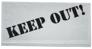 Tile 2 x 4 with Black 'KEEP OUT!' Pattern (Sticker) - Set 60046