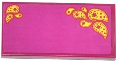 Tile 2 x 4 with Yellow Paisley Shooting Stars on Magenta Background Pattern 2 (Sticker) - Set 41034